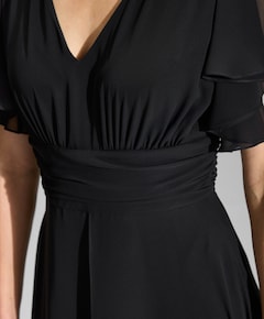 Chiffon Jumpsuit mit ?berrock und V dames jumpsuit zwart