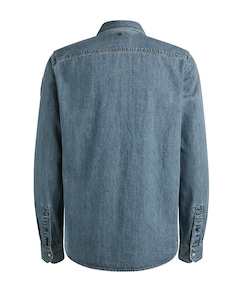 Heren overhemd lange mouw blauw