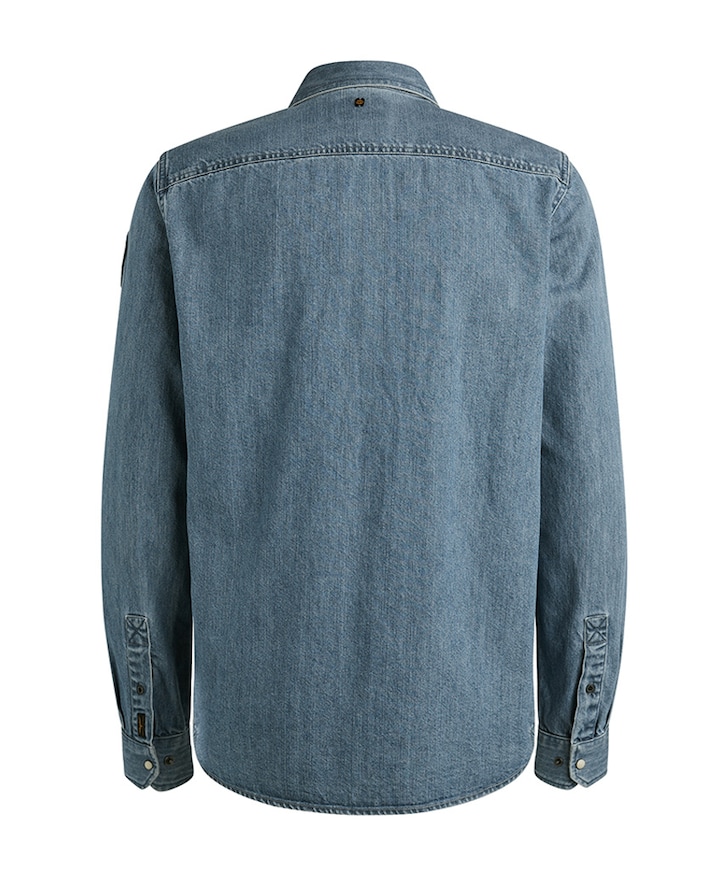 Heren overhemd lange mouw blauw