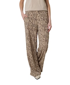 Wide leg allover print dames broek bruin
