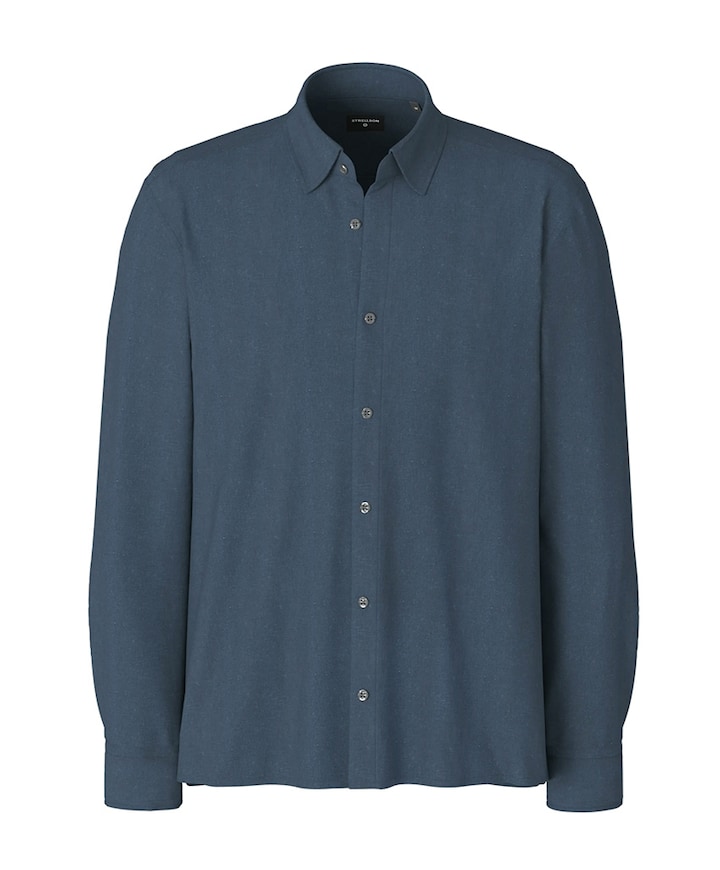 Heren overhemd lange mouw blauw