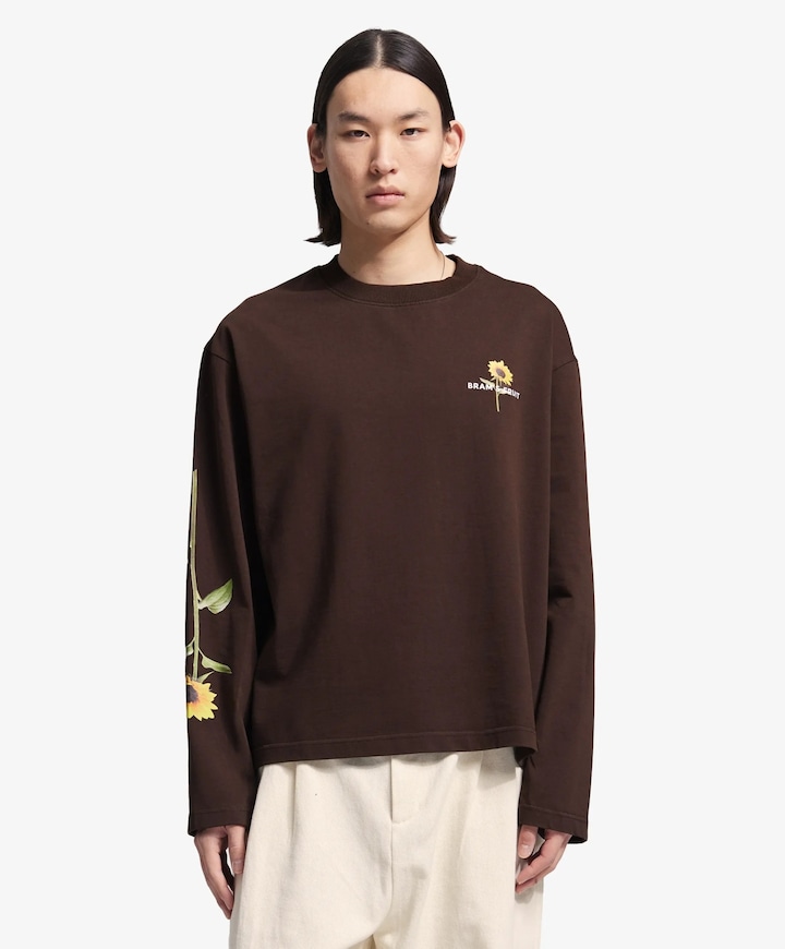 Heren longsleeve bruin
