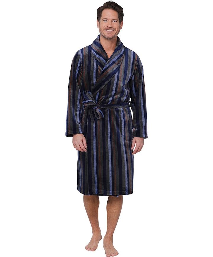 Heren ochtendjas blauw