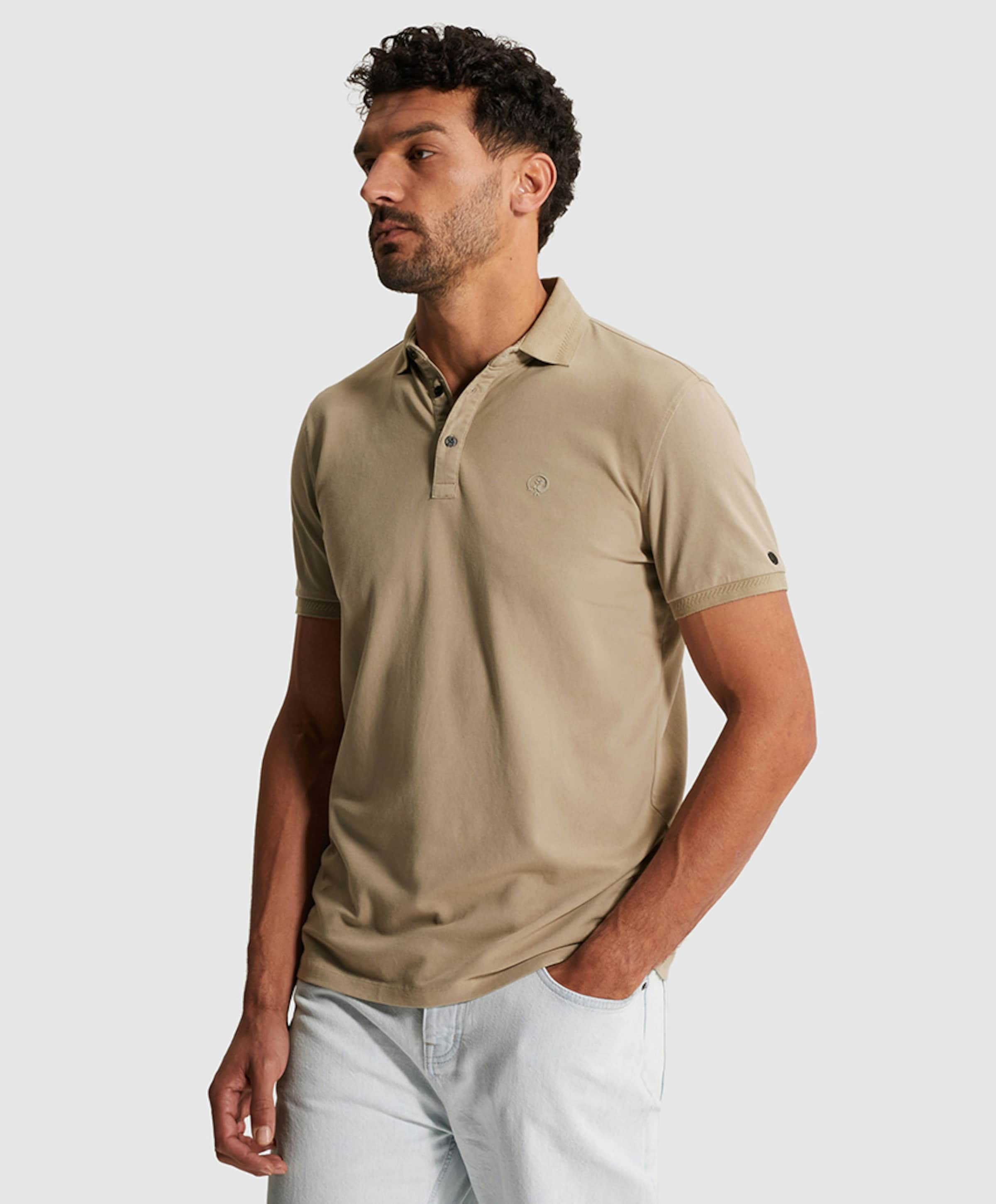 Heren polo beige