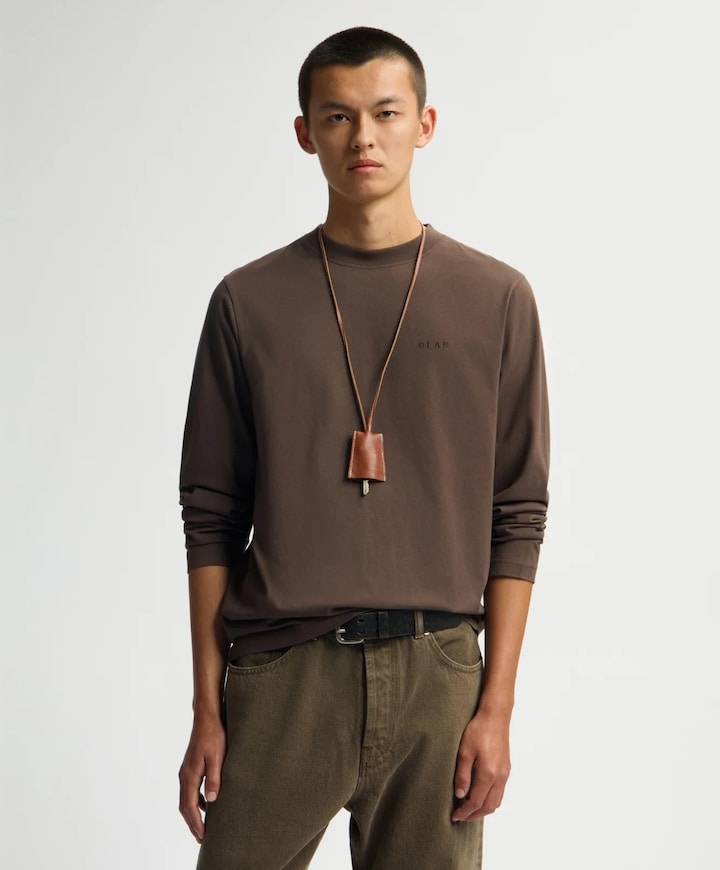 Heren longsleeve bruin