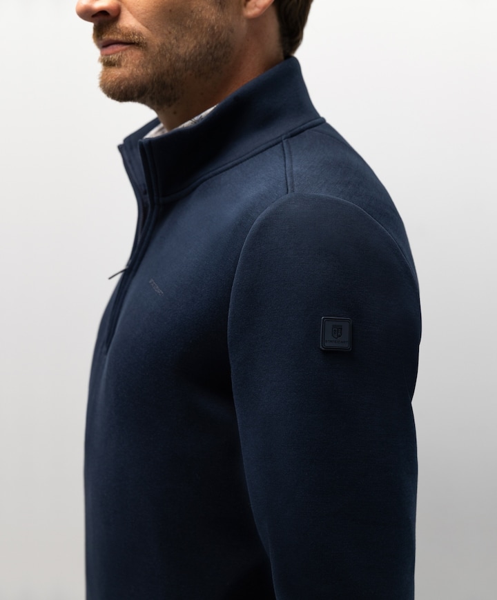 Heren trui met rits blauw