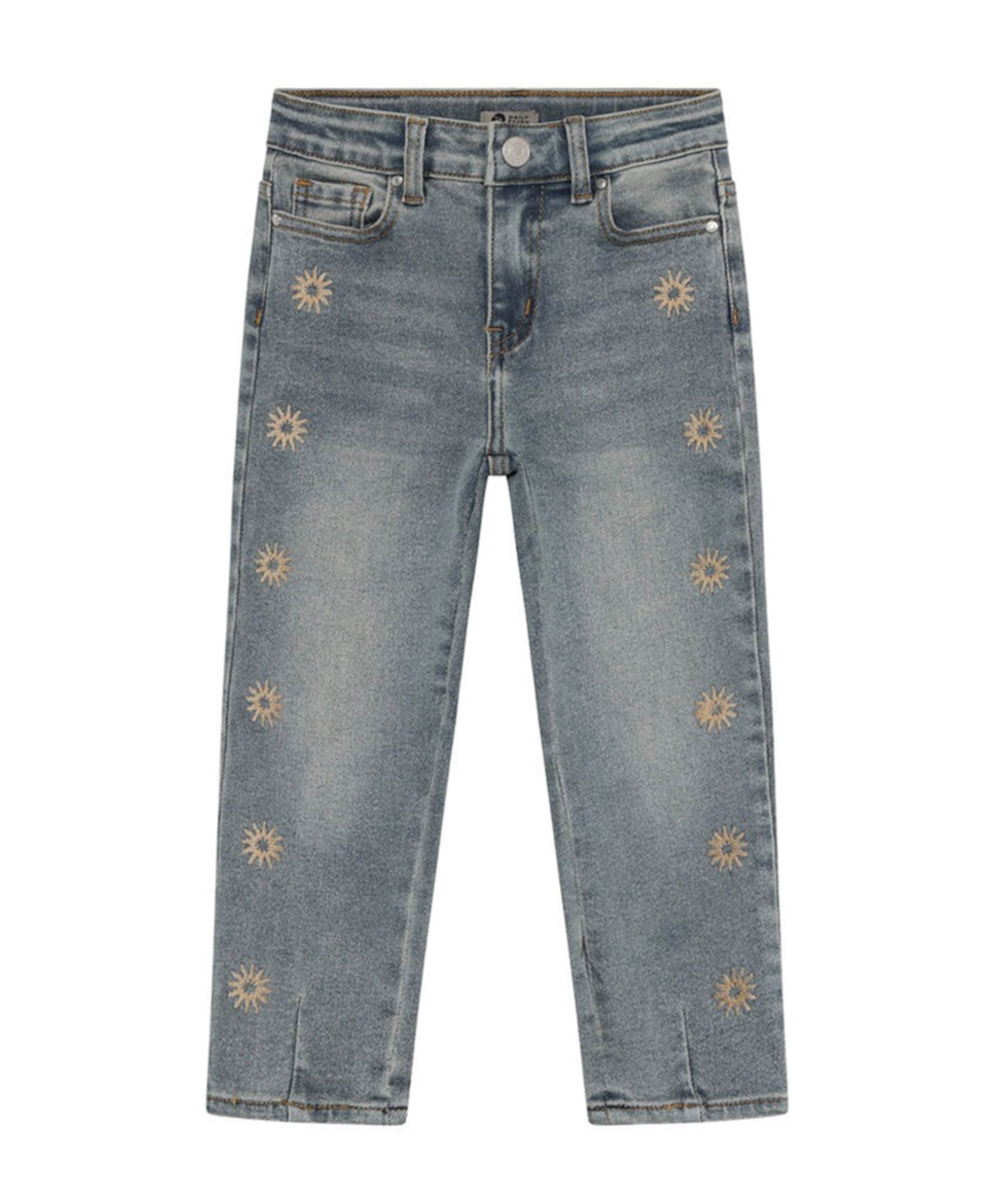 Denim Mom Fit Embroidery meisjes jeans blauw