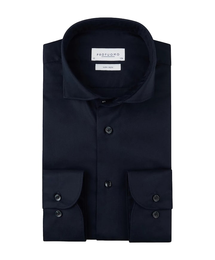 Heren overhemd lange mouw blauw