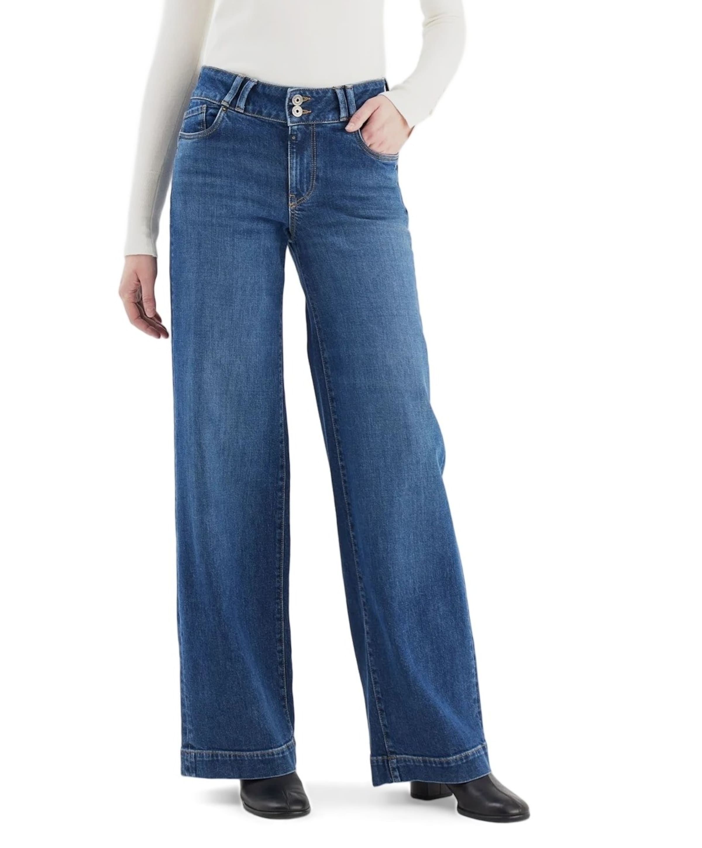 wide straight jeans dames jeans blauw