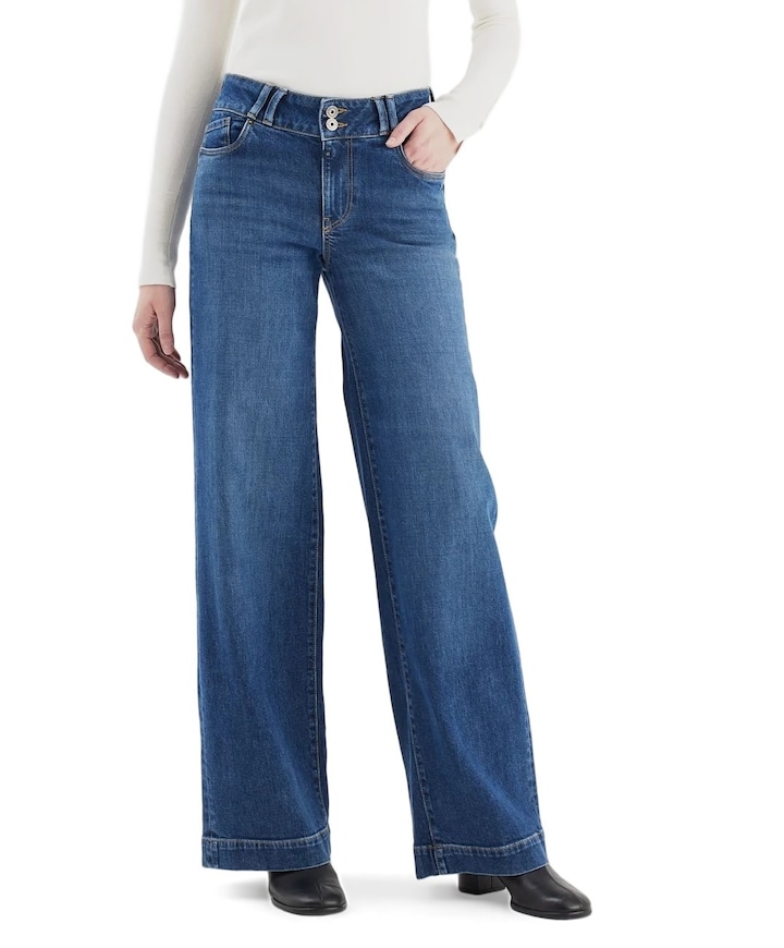 wide straight jeans dames jeans blauw