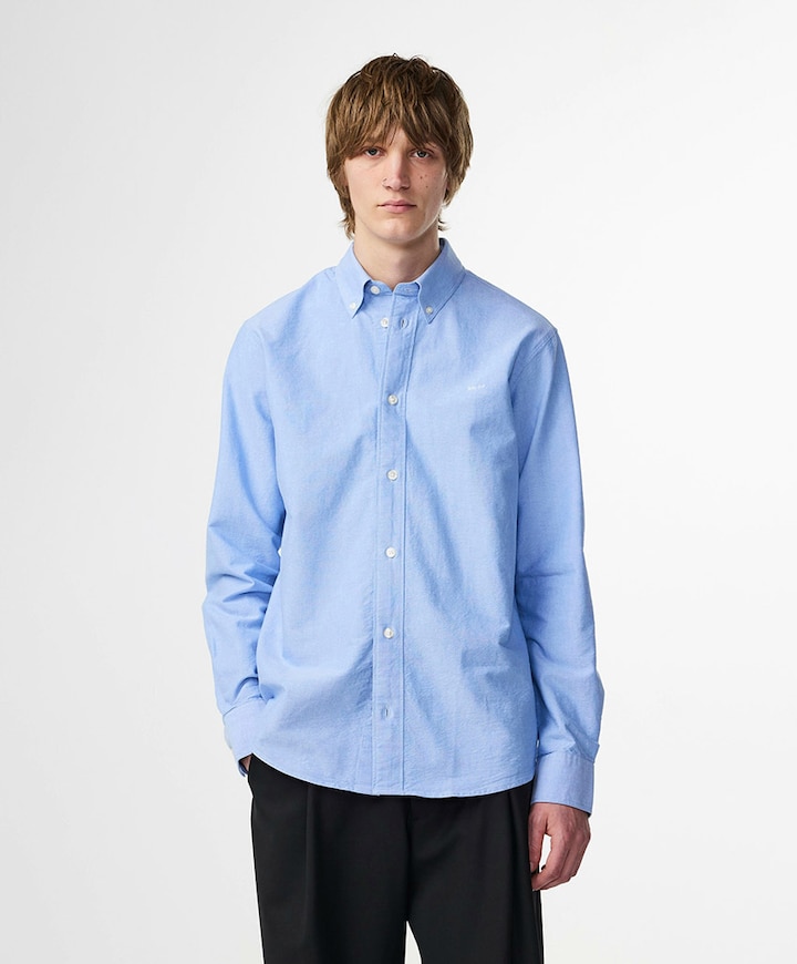 Heren overhemd lange mouw blauw