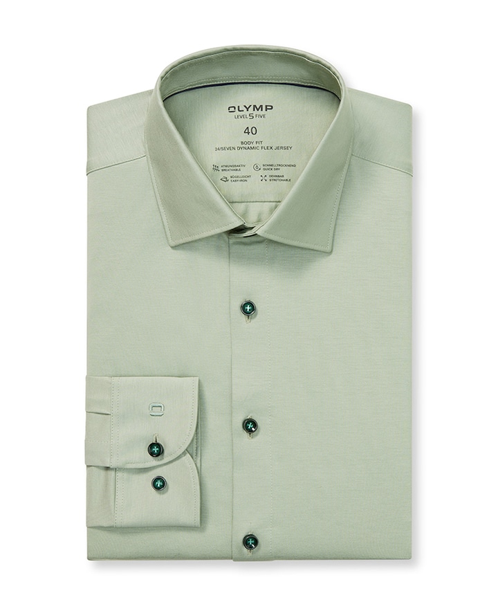 Heren overhemd lange mouw groen