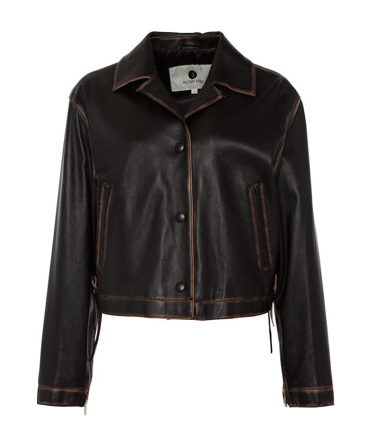 Dames leren jas bruin