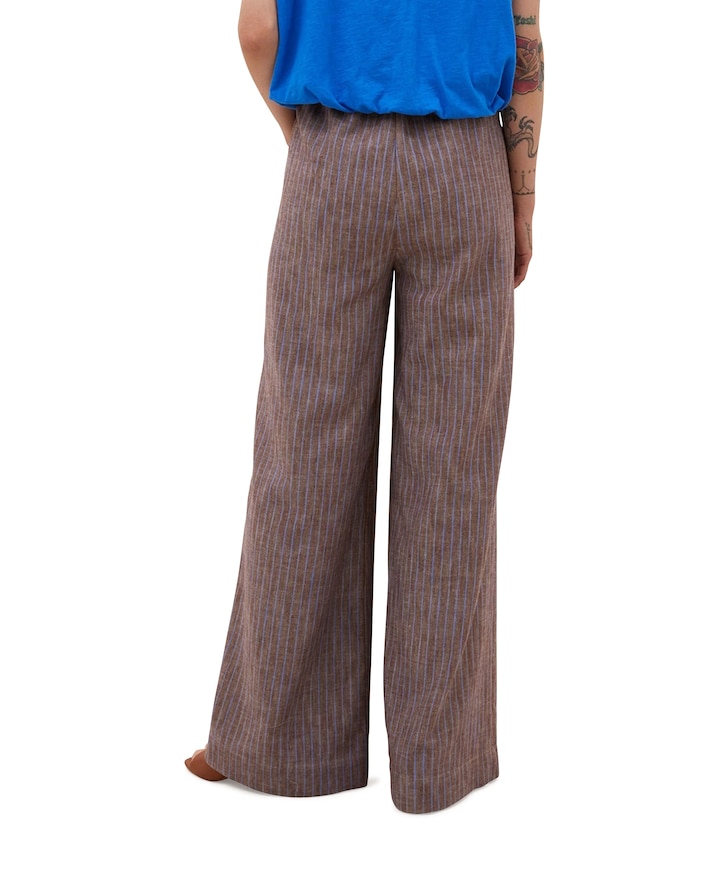 benji melange stripe pants dames broek beige