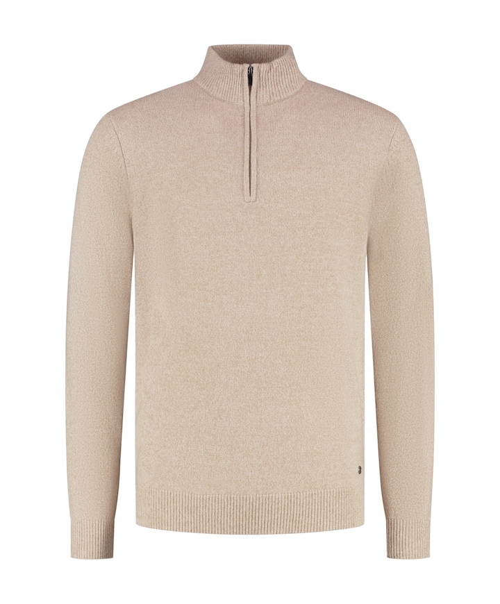 Heren trui met rits beige