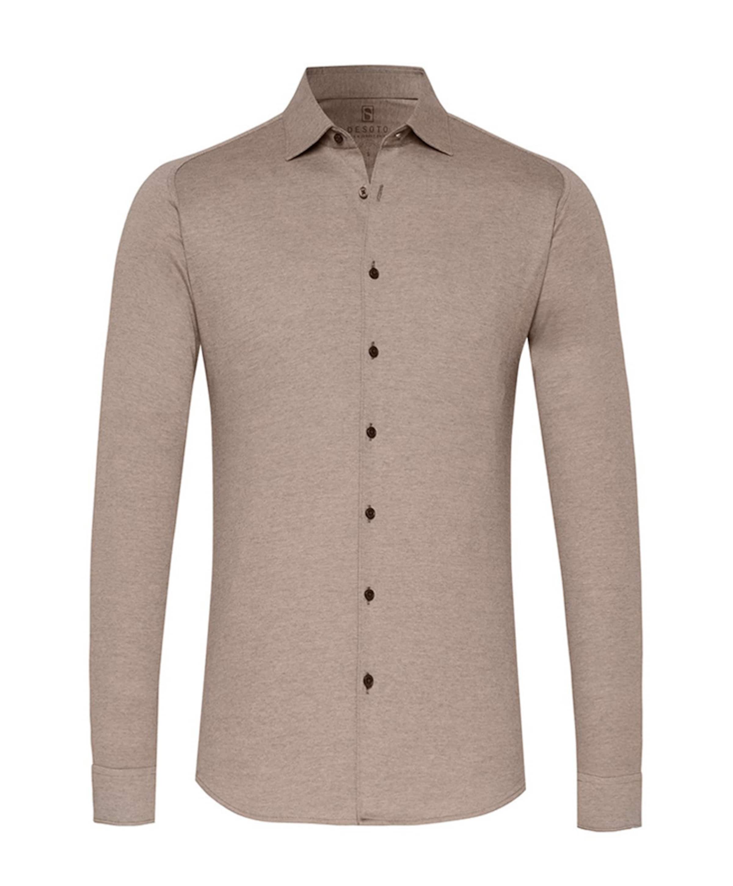 Heren overhemd lange mouw bruin