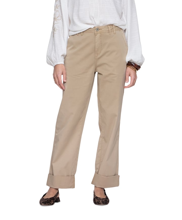 Turn-up 7/8 dames broek beige