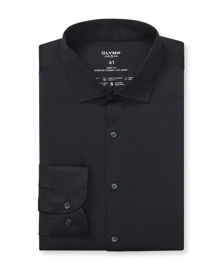 Heren overhemd lange mouw zwart