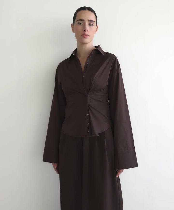 Dames blouse bruin