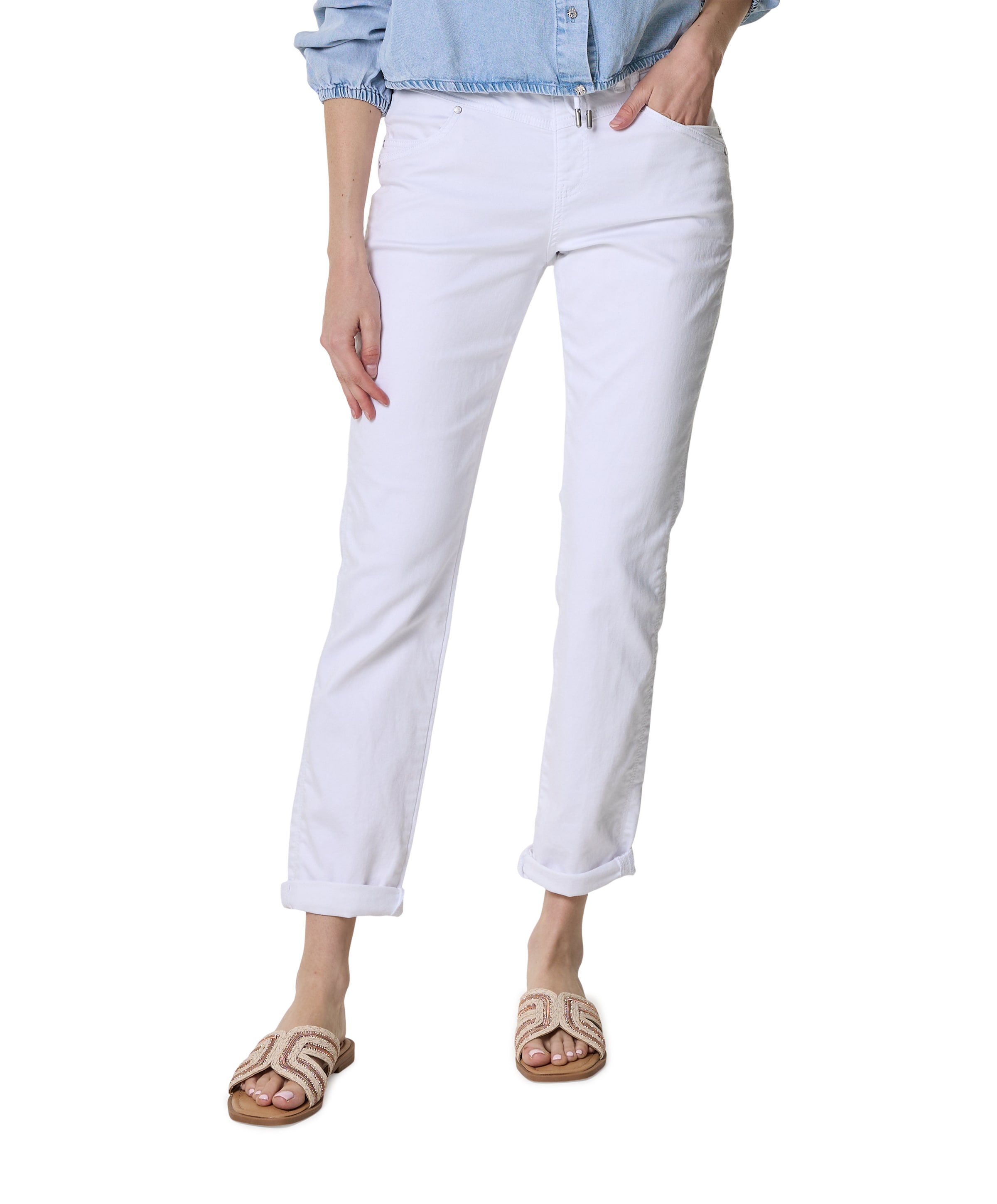 Tessy Jog Colour L29 Folded dames broek wit