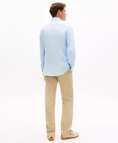 Heren overhemd lange mouw blauw