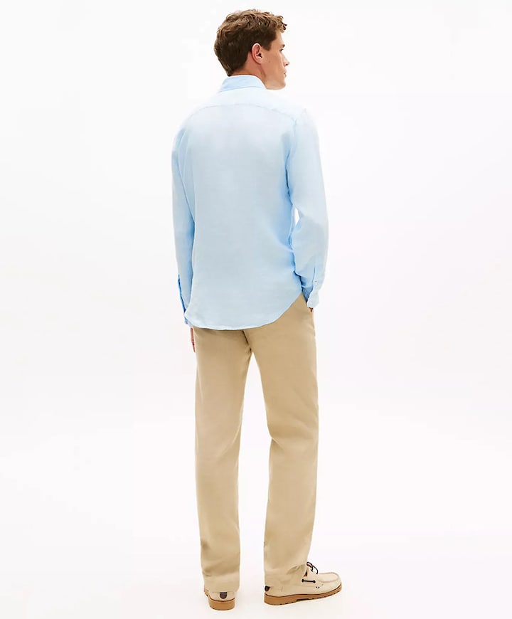 Heren overhemd lange mouw blauw