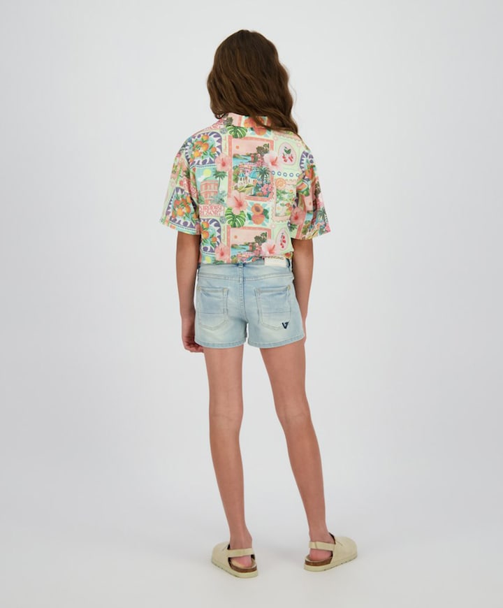 Meisjes blouse korte mouw multicolor