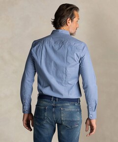 Heren overhemd lange mouw blauw