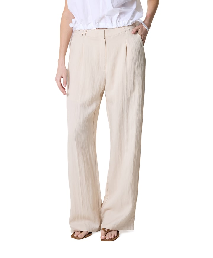 Woven wide leg trousers - L32 dames broek ecru