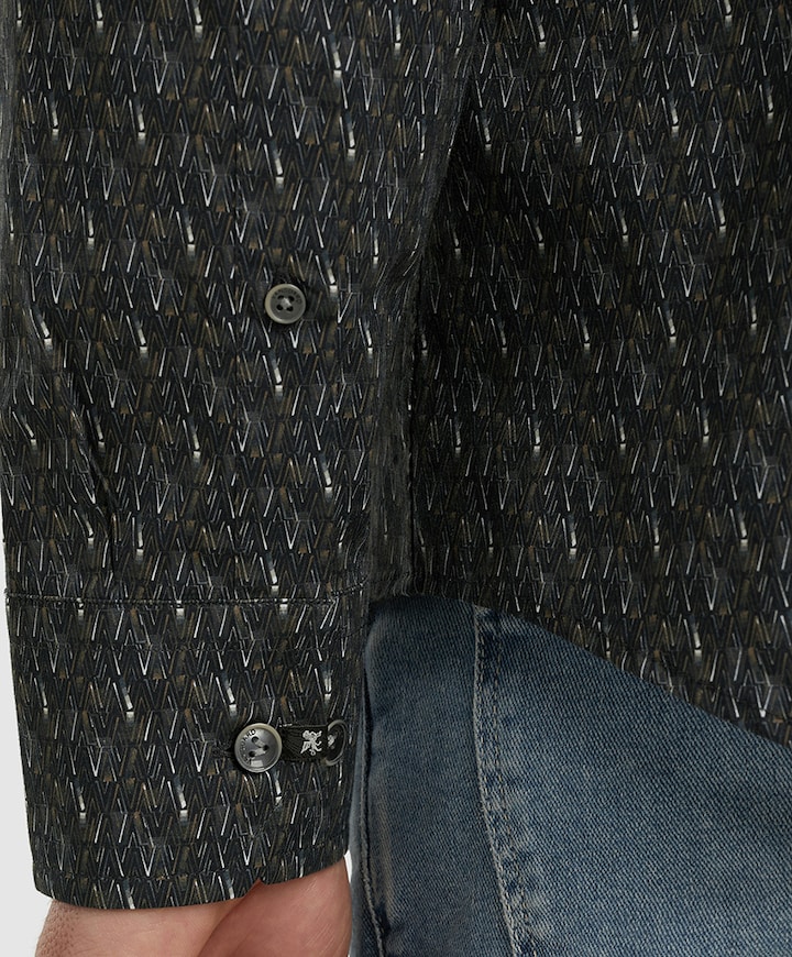 Heren overhemd lange mouw blauw