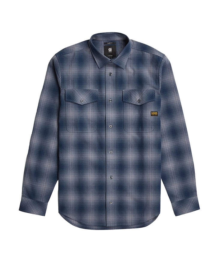 Heren overhemd lange mouw blauw