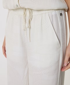 Regular length wide leg dames broek ecru