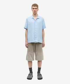 Heren overhemd korte mouw blauw
