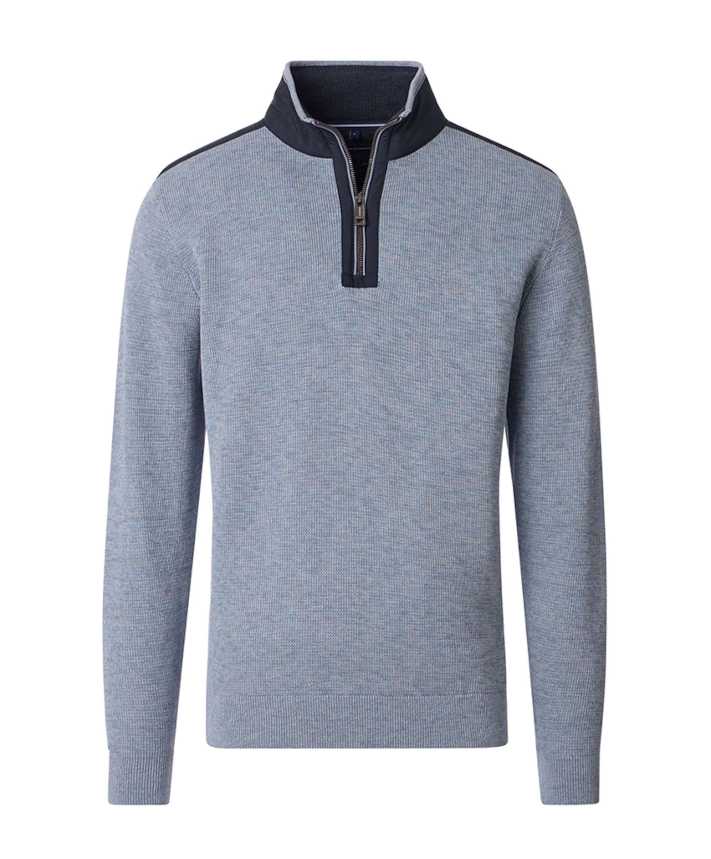 Heren trui met rits blauw