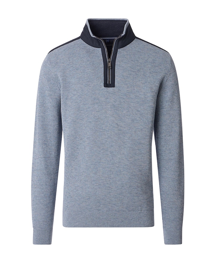 Heren trui met rits blauw