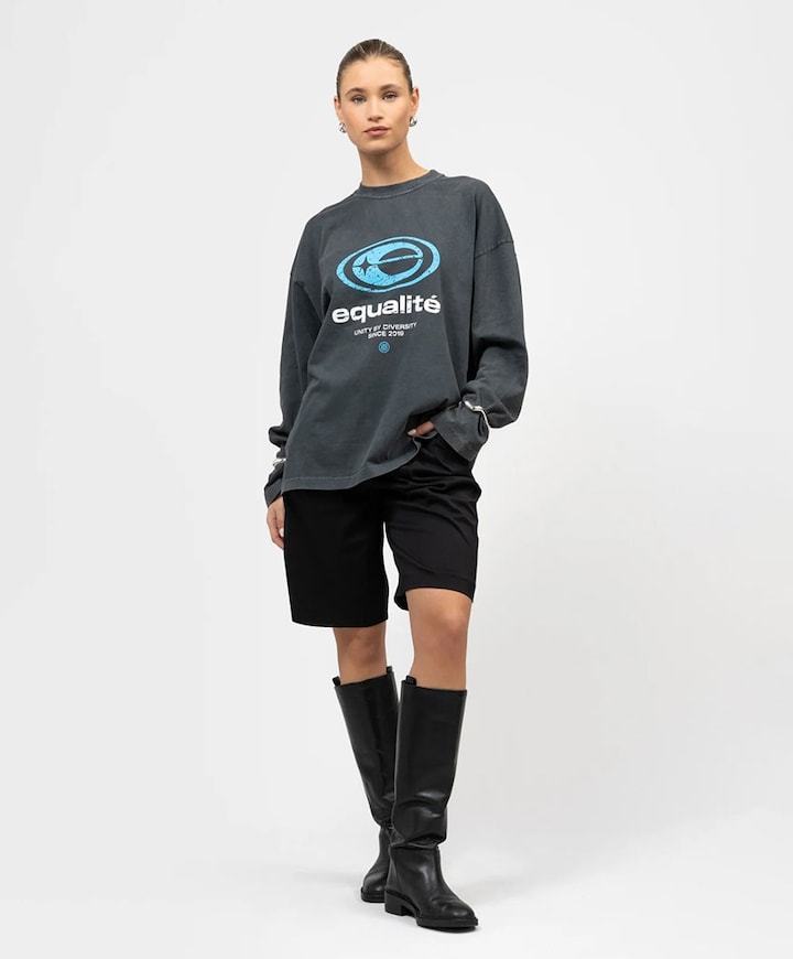 Uniseks longsleeve grijs