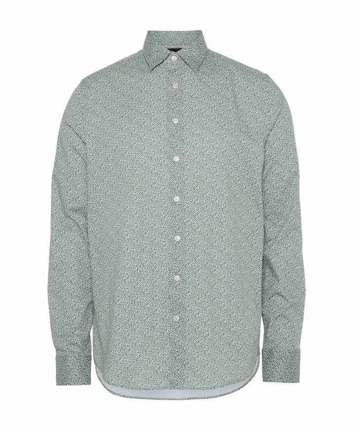 Heren overhemd lange mouw groen