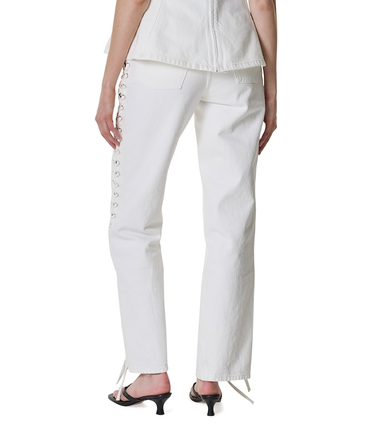 LOOSE FIT LACED  dames jeans wit