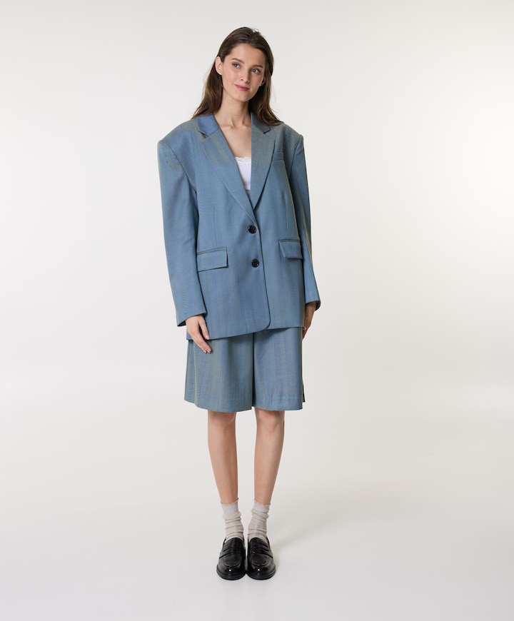 Herringbone dames bermuda blauw