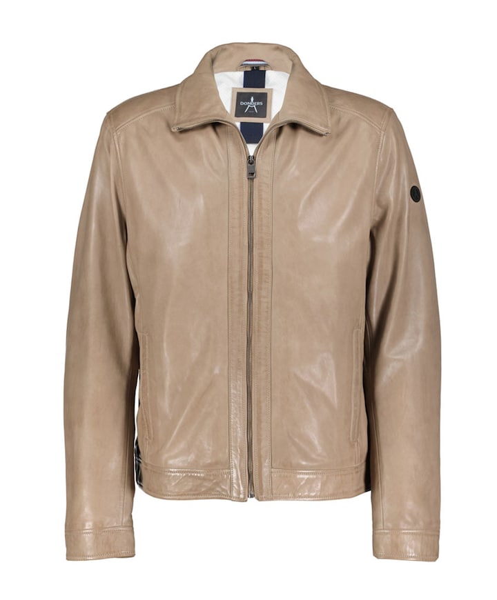 Heren leren jas beige