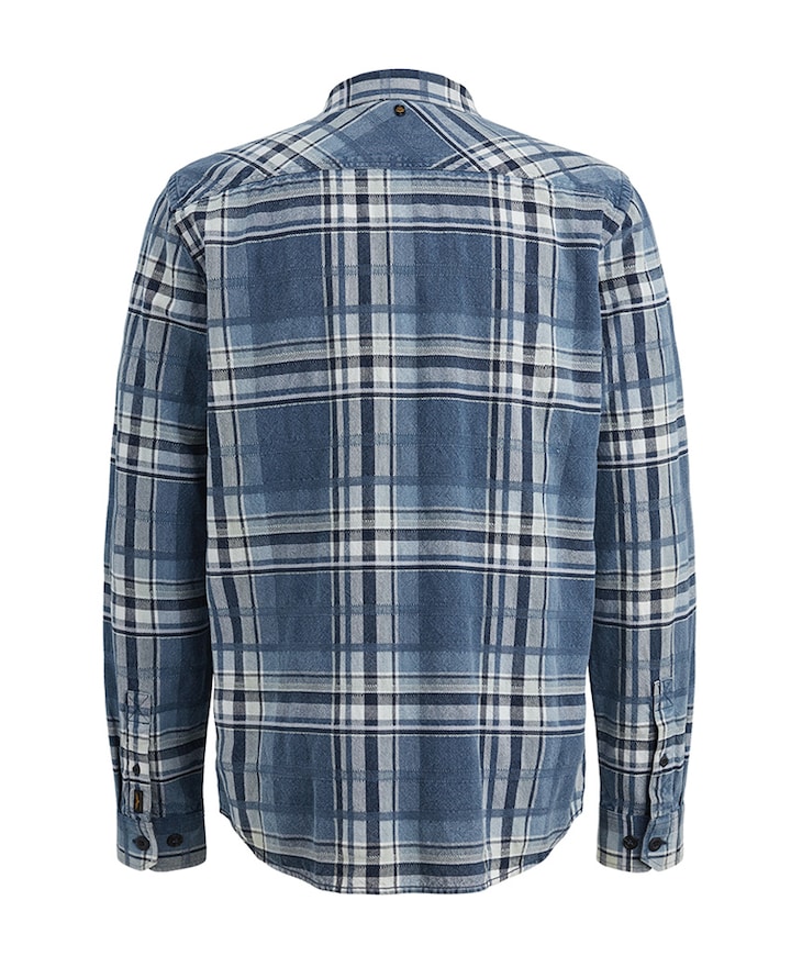 Heren overhemd lange mouw blauw