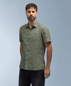 Heren overhemd korte mouw groen