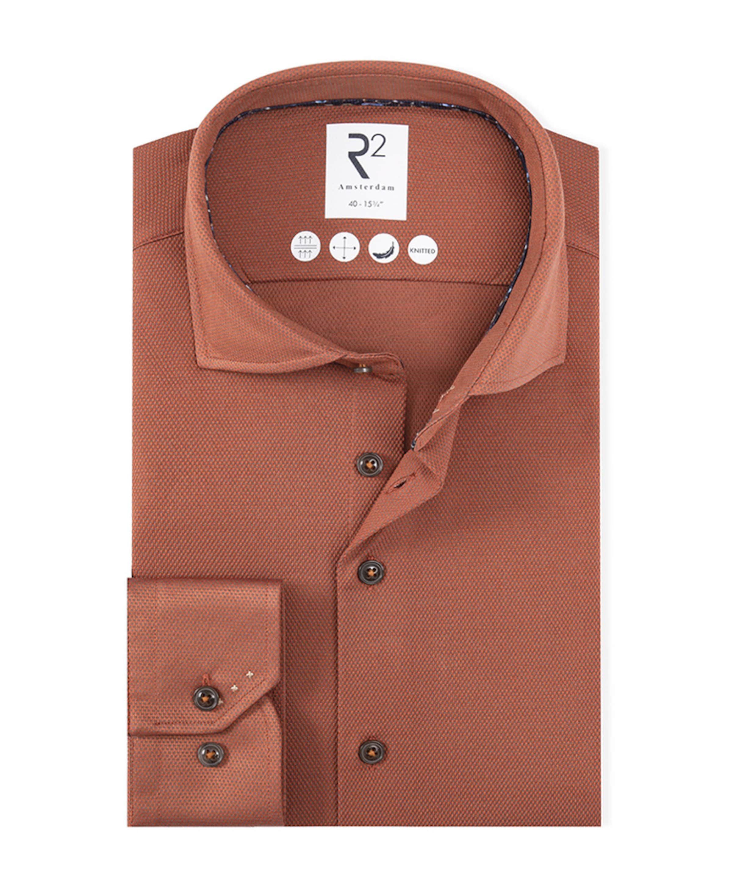 Heren overhemd extra lange mouw brique