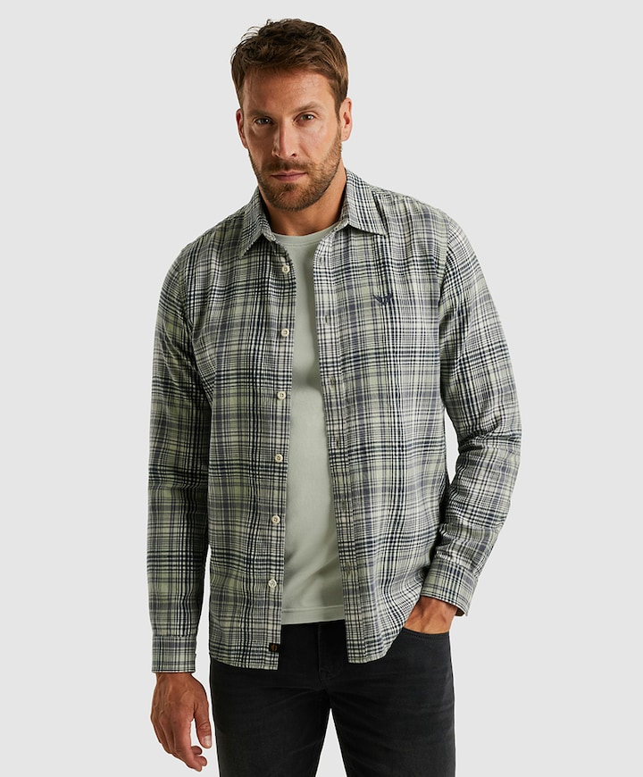 Heren overhemd lange mouw groen