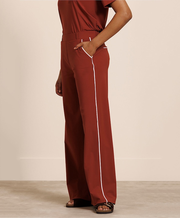 Lexie piping dames broek brique