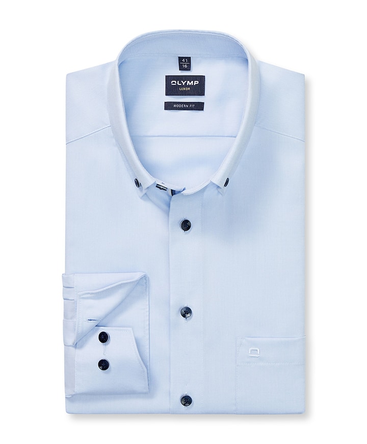 Heren overhemd lange mouw blauw