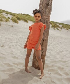 Faje ruffle meisjes korte broek oranje