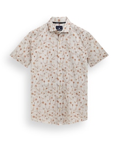 Heren overhemd korte mouw beige