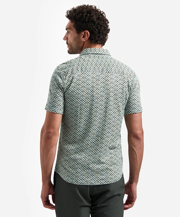 Heren overhemd korte mouw groen