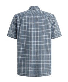 Heren overhemd korte mouw blauw